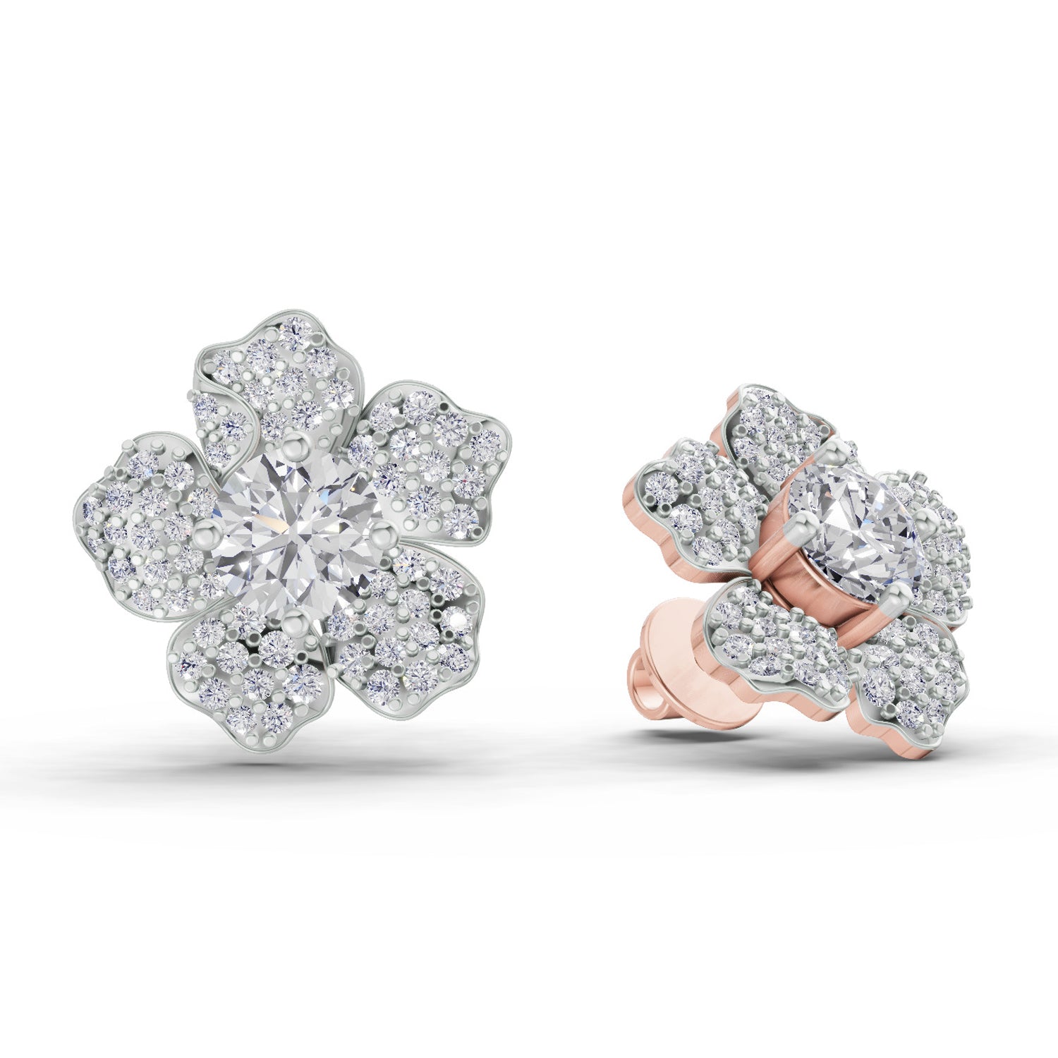 1.96 Carat Wildflower Diamond Earrings 14K - Rose Gold