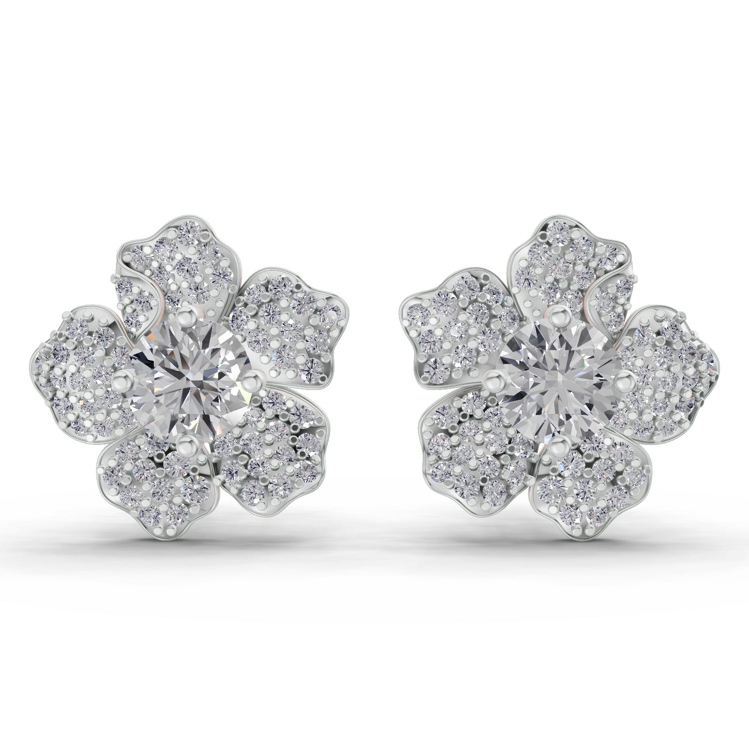 1.96 Carat Wildflower Diamond Earrings 14K - Rose Gold