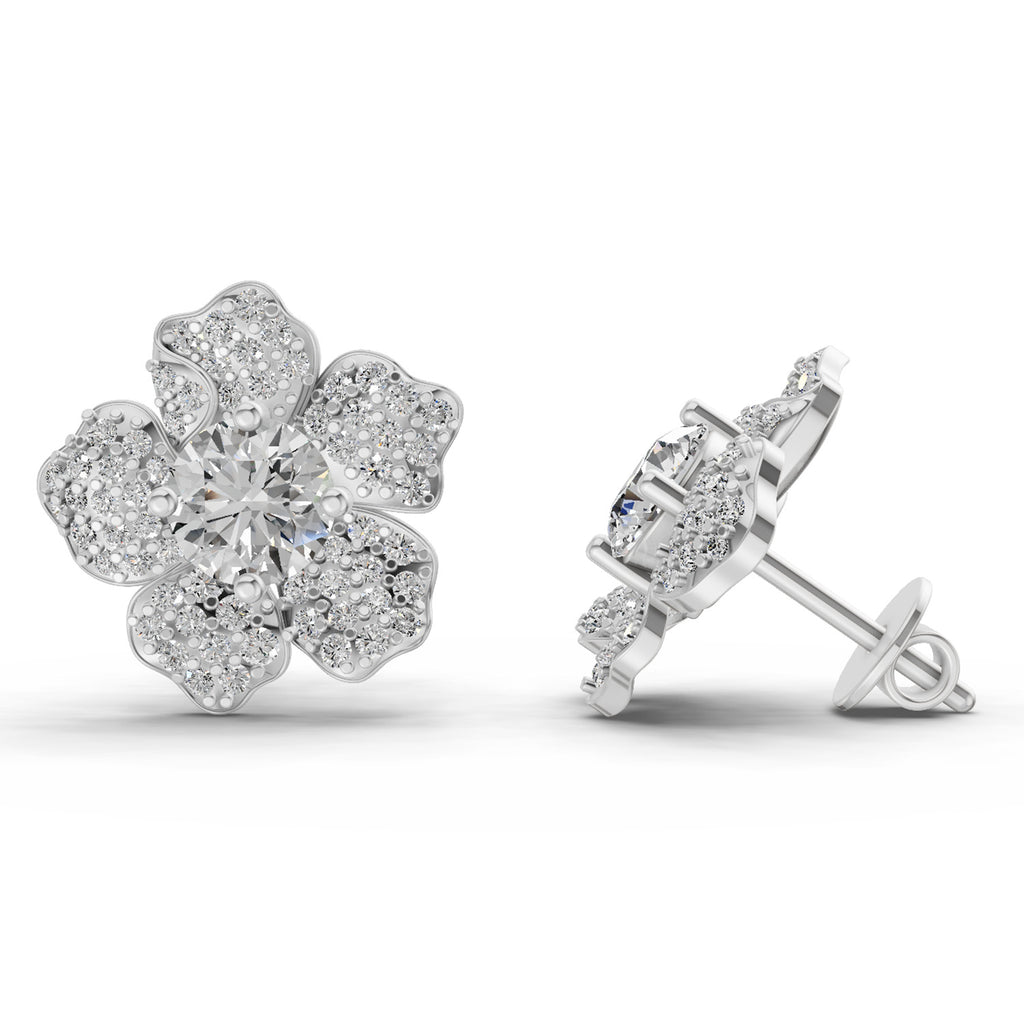 1.96 Carat Wildflower Diamond Earrings 14K - White Gold