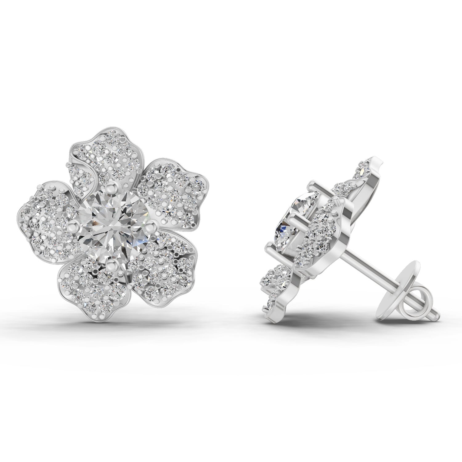 1.96 Carat Wildflower Diamond Earrings 14K - White Gold