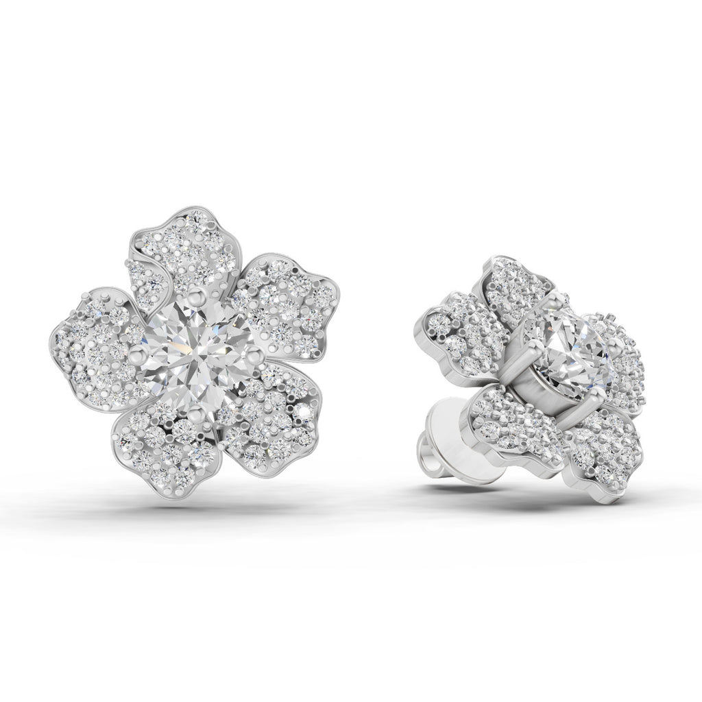 1.96 Carat Wildflower Diamond Earrings 14K - White Gold