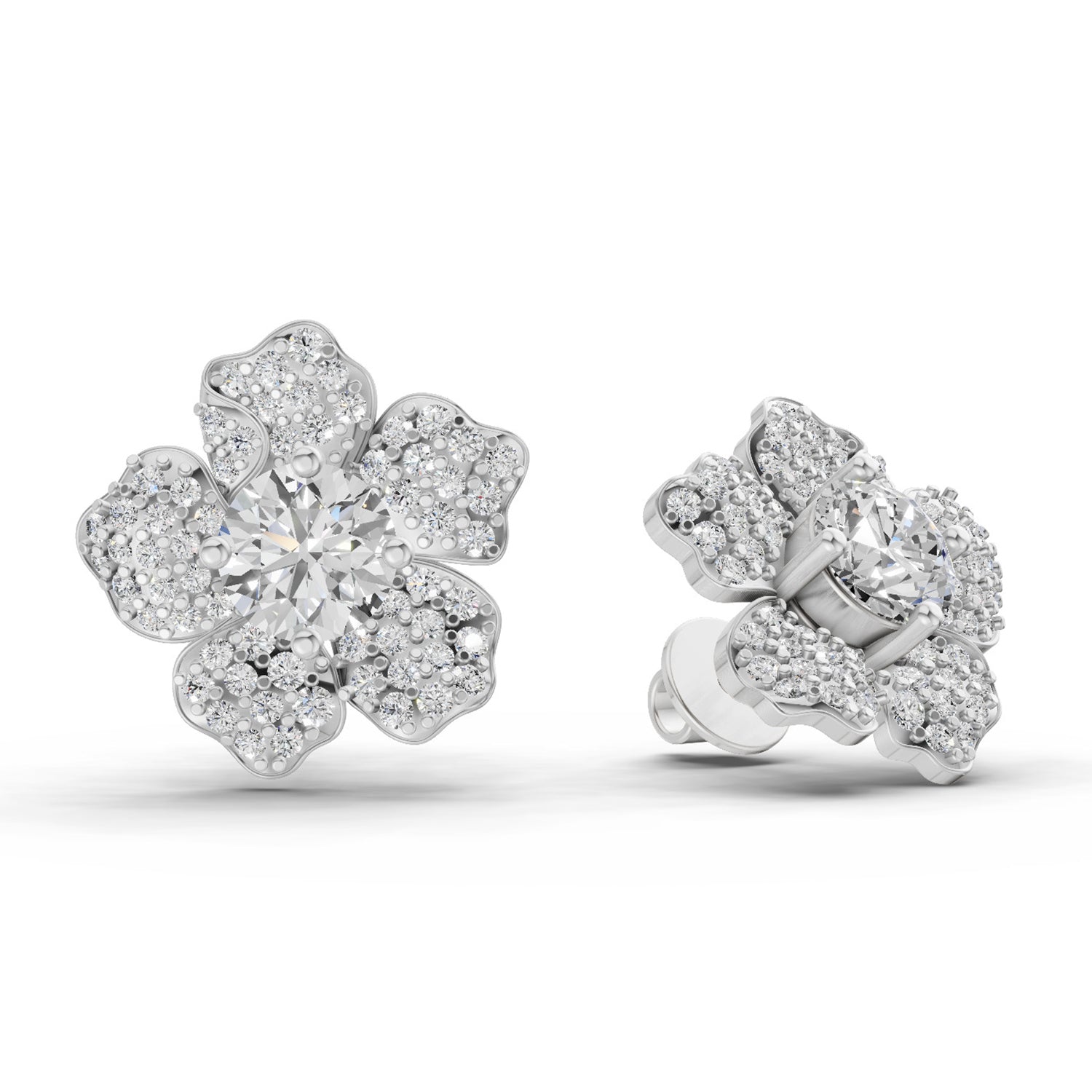 1.96 Carat Wildflower Diamond Earrings 14K - White Gold