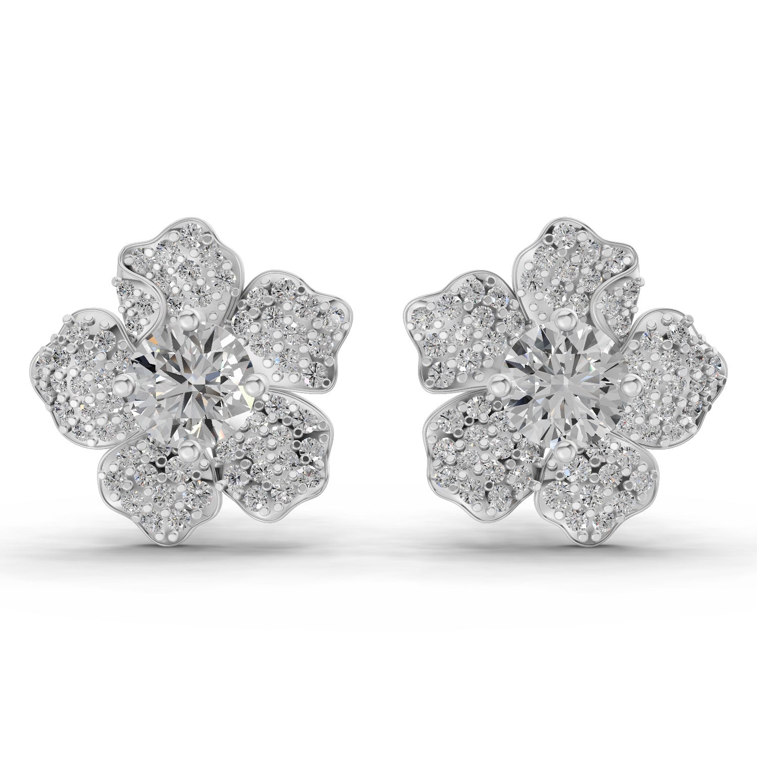 1.96 Carat Wildflower Diamond Earrings 14K - White Gold