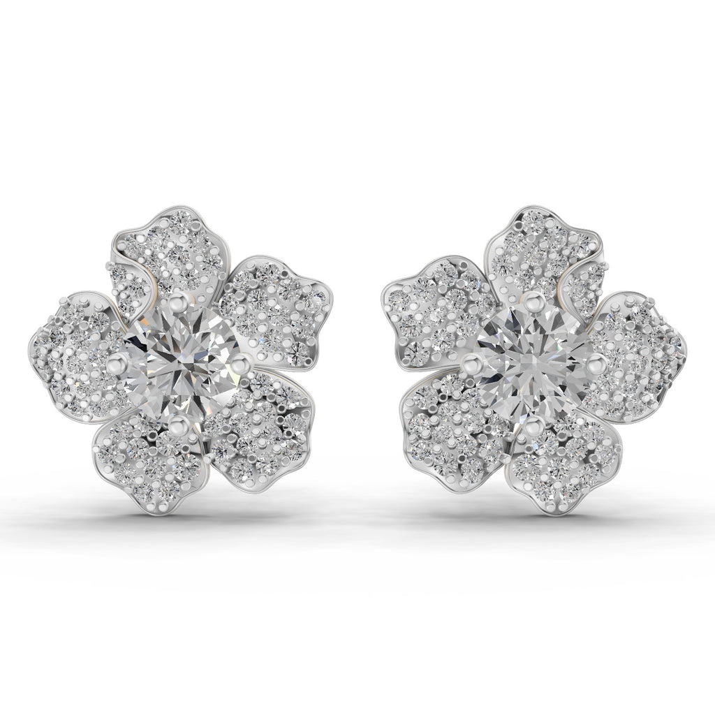 1.96 Carat Wildflower Diamond Earrings 14K