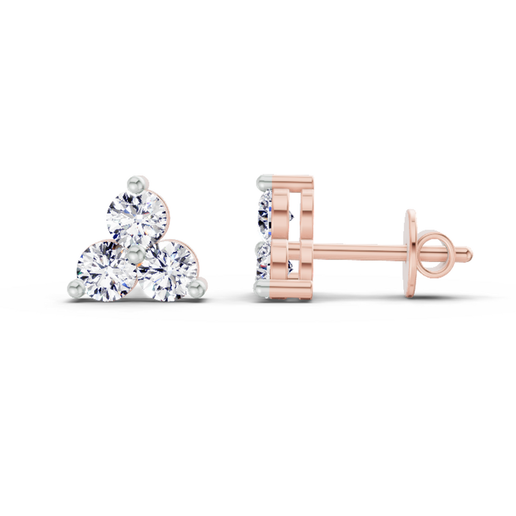 1.05 Carat Trio Stud Earrings 14K - Rose Gold
