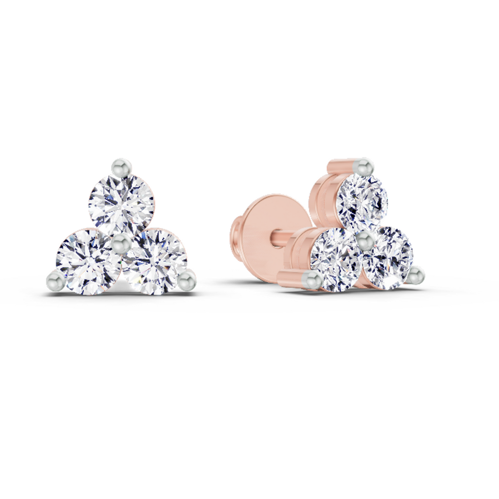 1.05 Carat Trio Stud Earrings 14K - Rose Gold
