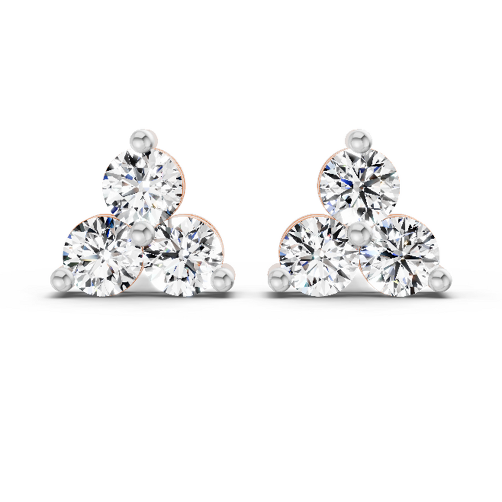 1.05 Carat Trio Stud Earrings 14K - Rose Gold