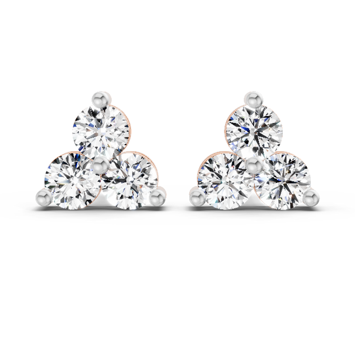1.05 Carat Trio Stud Earrings 14K - Rose Gold