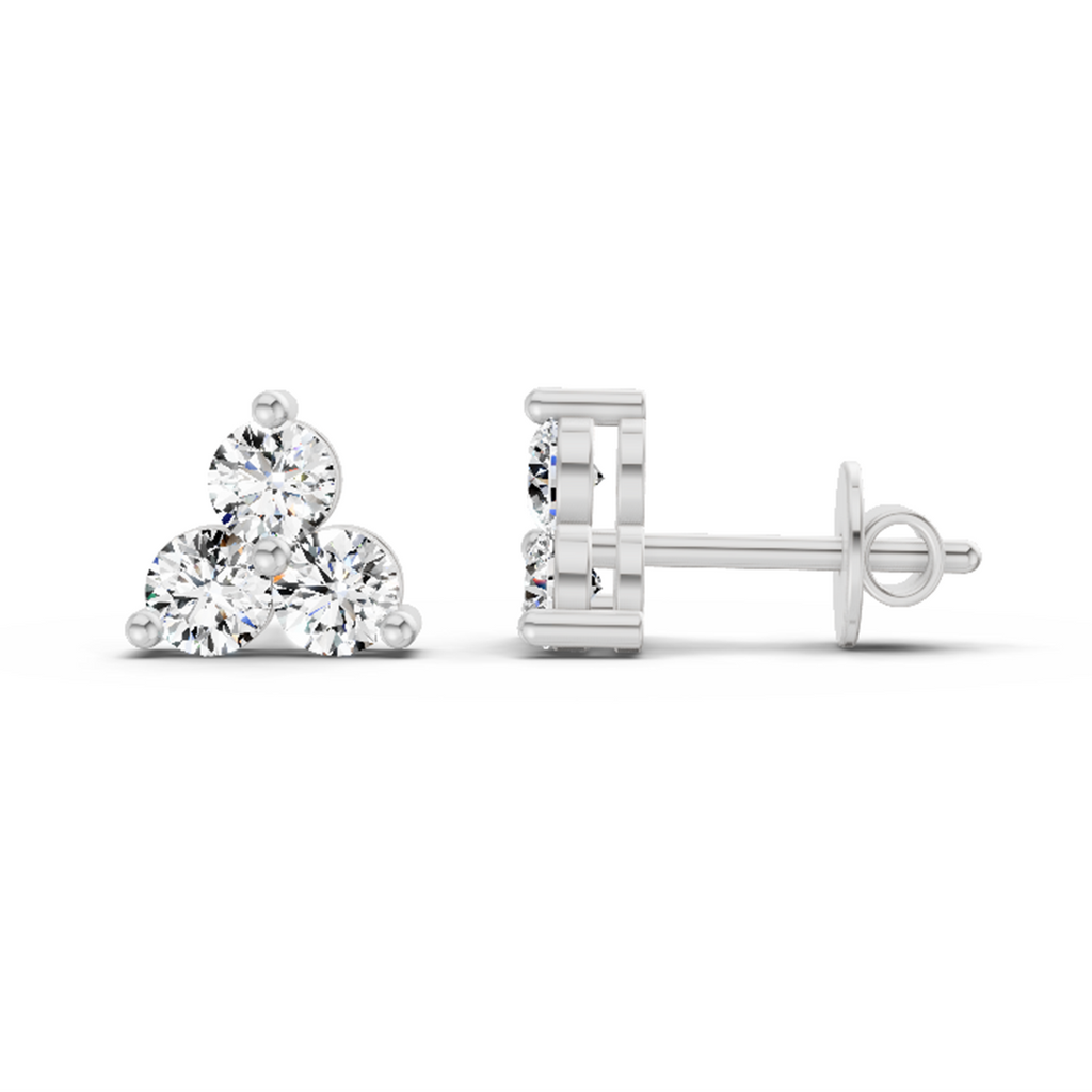 1.05 Carat Trio Stud Earrings 14K - White Gold
