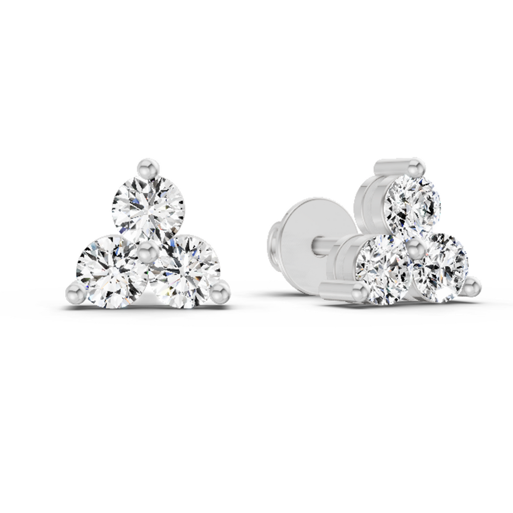1.05 Carat Trio Stud Earrings 14K - White Gold