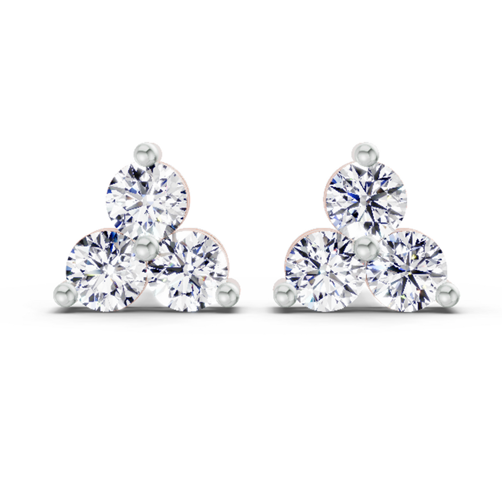1.05 Carat Trio Stud Earrings 14K - White Gold