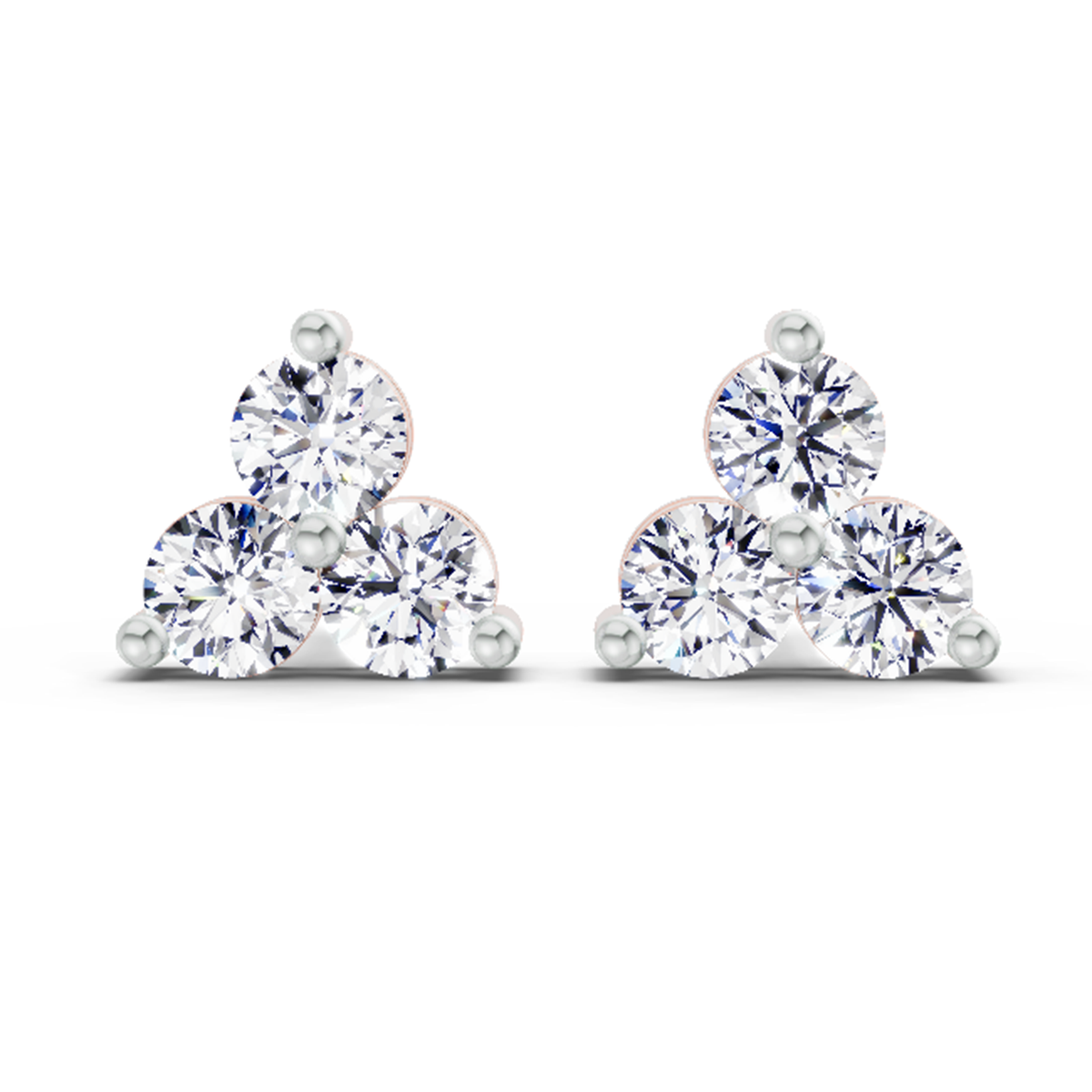 1.05 Carat Trio Stud Earrings 14K - White Gold
