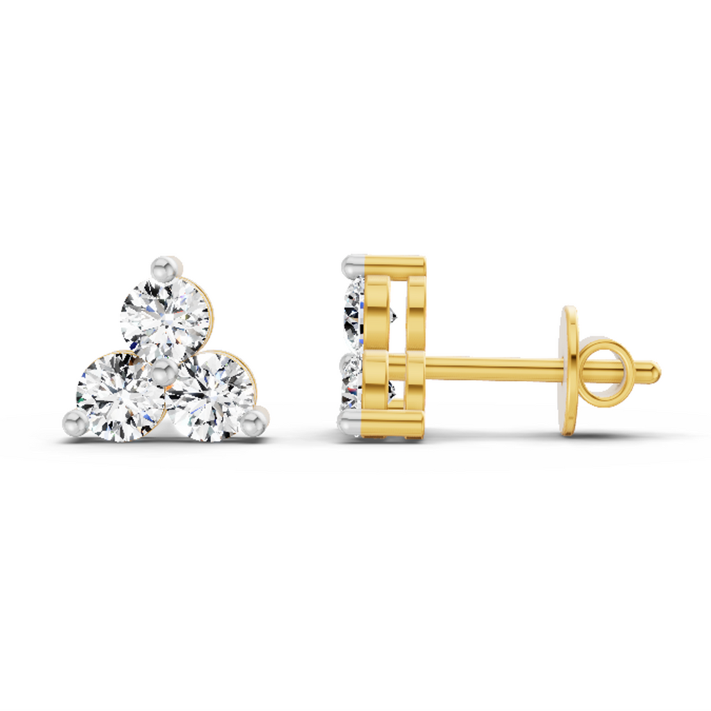 1.05 Carat Trio Stud Earrings 14K