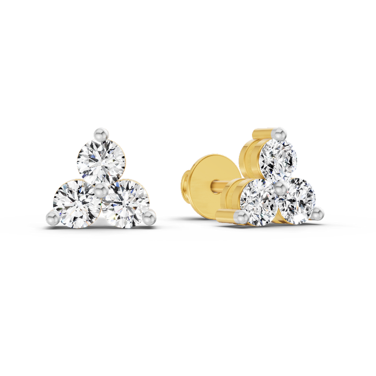 1.05 Carat Trio Stud Earrings 14K