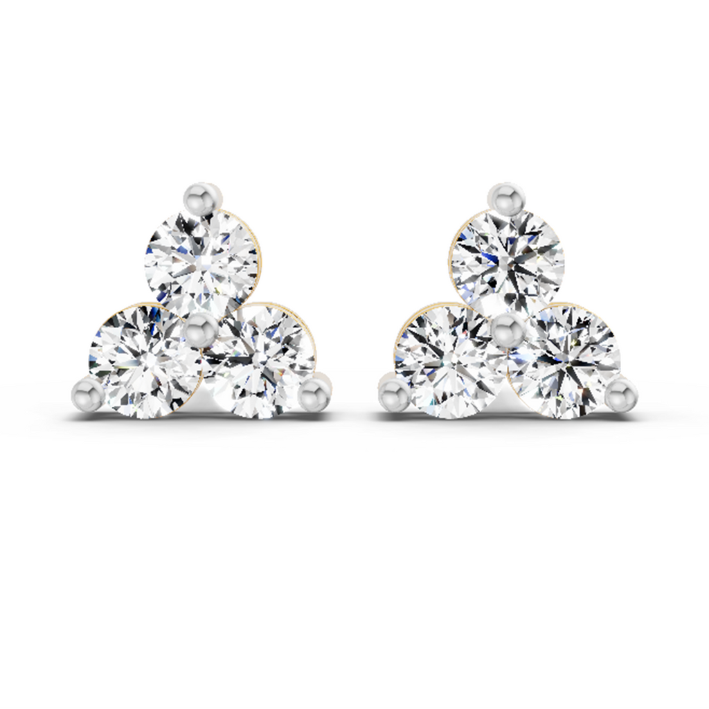 1.05 Carat Trio Stud Earrings 14K