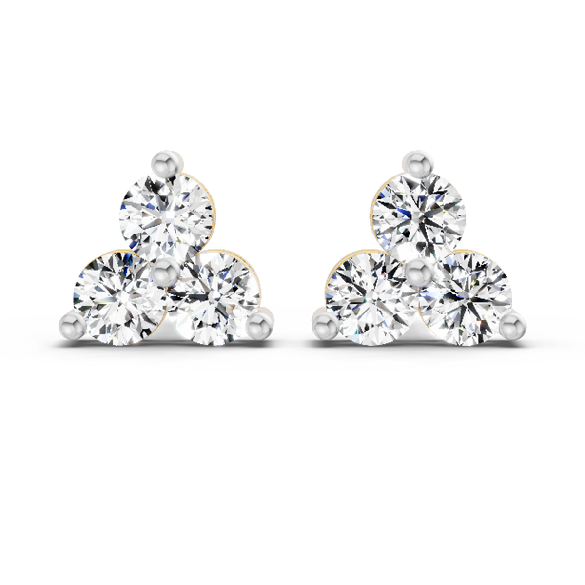 1.05 Carat Trio Stud Earrings 14K