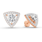 1.9 Carat Halo Diamond Earrings 14K - Rose Gold