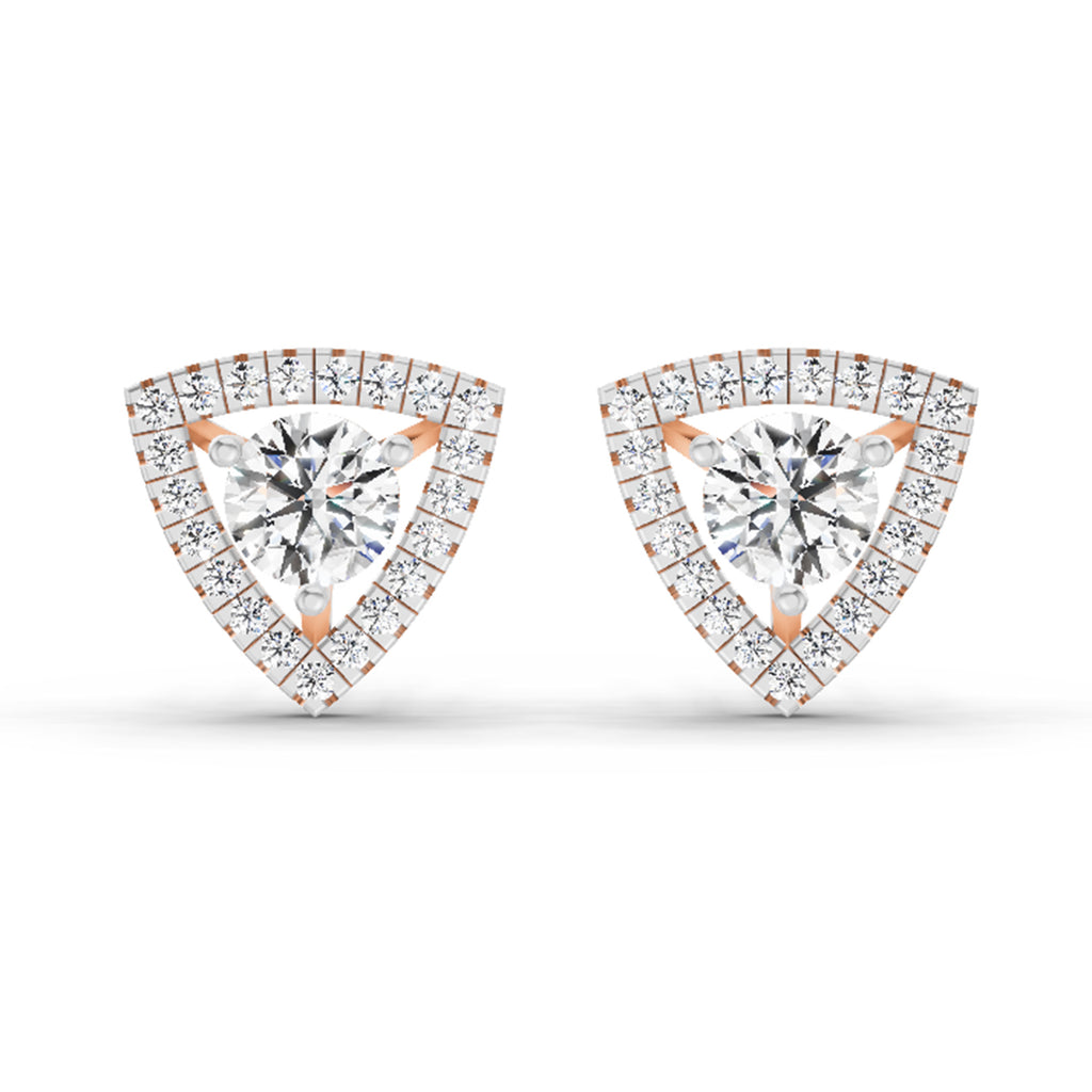1.9 Carat Halo Diamond Earrings 14K - Rose Gold
