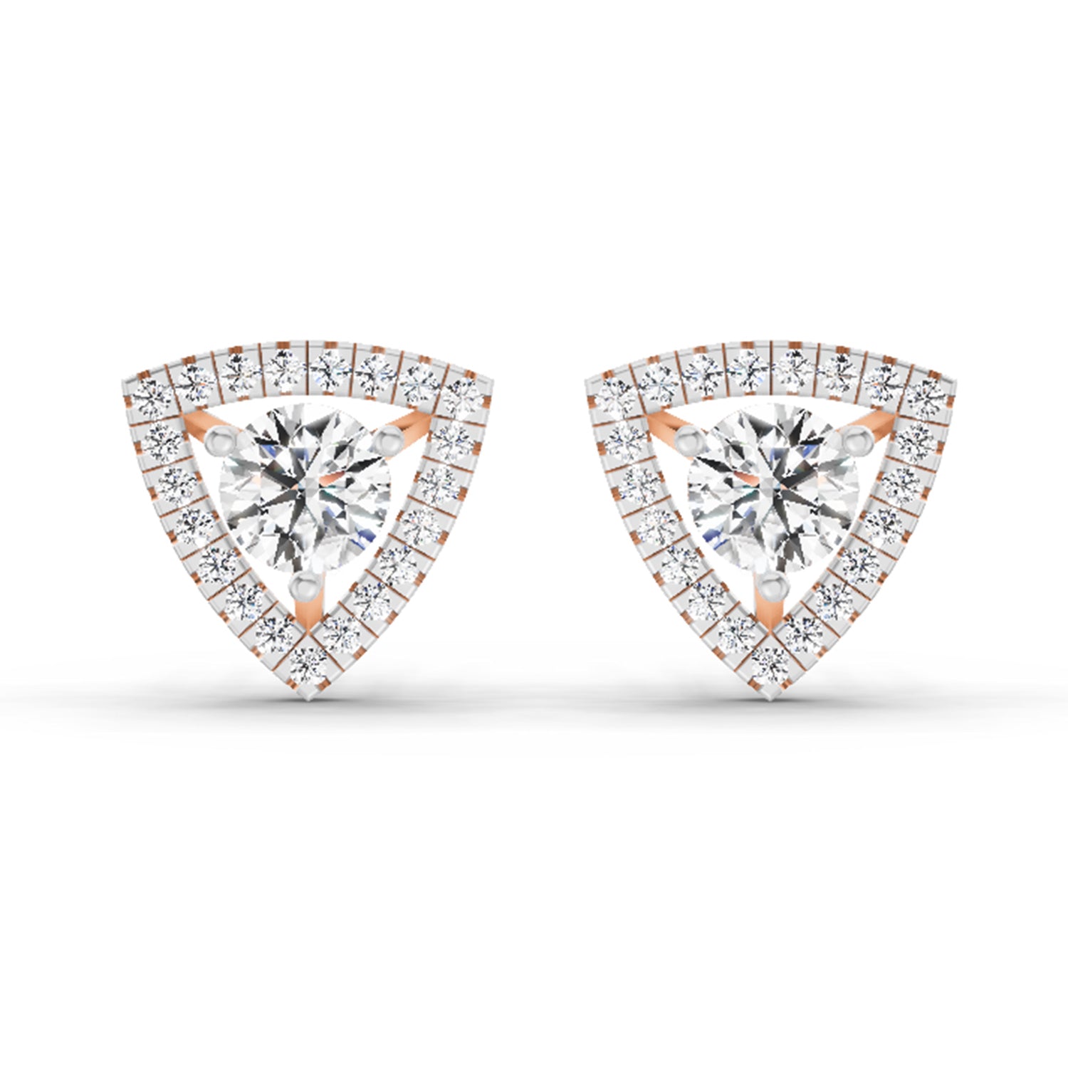 1.9 Carat Halo Diamond Earrings 14K - Rose Gold
