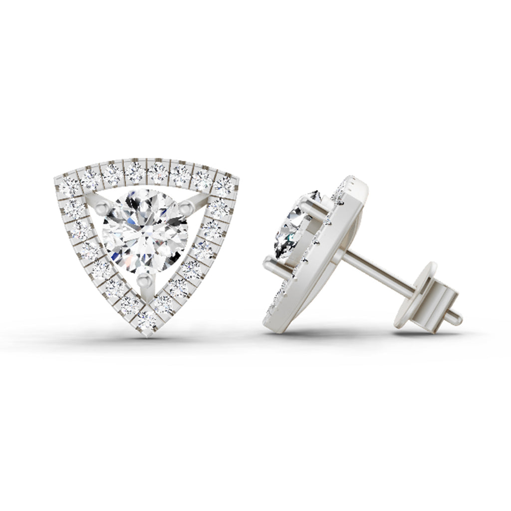 1.9 Carat Halo Diamond Earrings 14K - White Gold