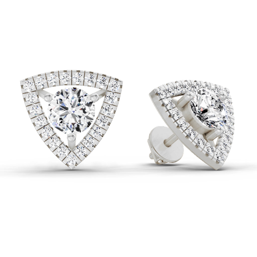 1.9 Carat Halo Diamond Earrings 14K - White Gold