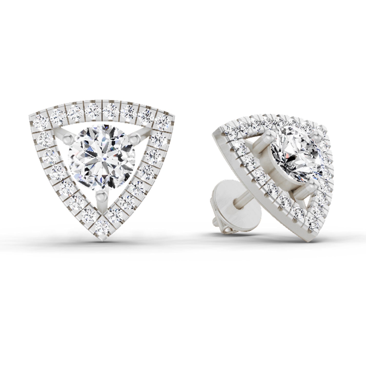 1.9 Carat Halo Diamond Earrings 14K - White Gold