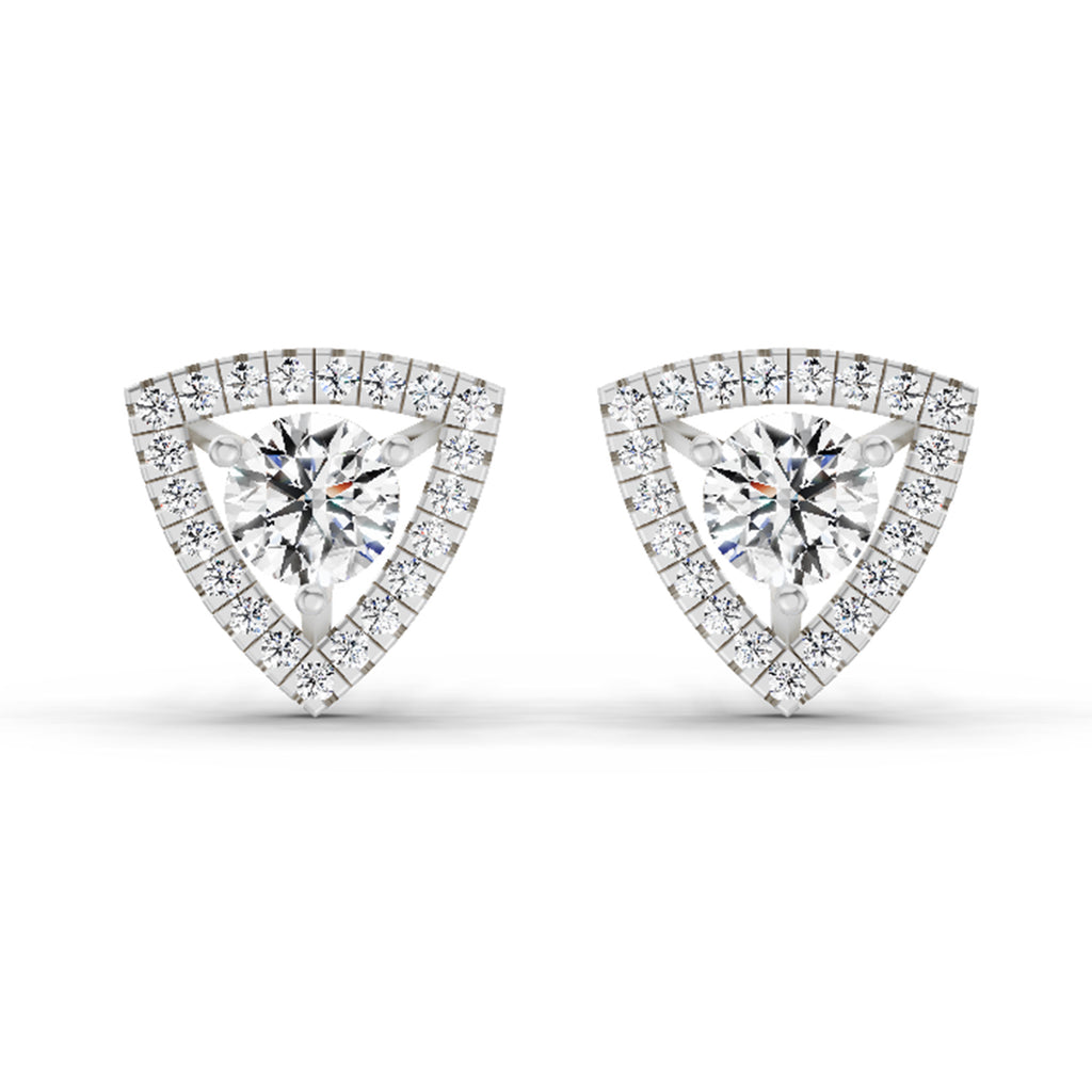 1.9 Carat Halo Diamond Earrings 14K - White Gold