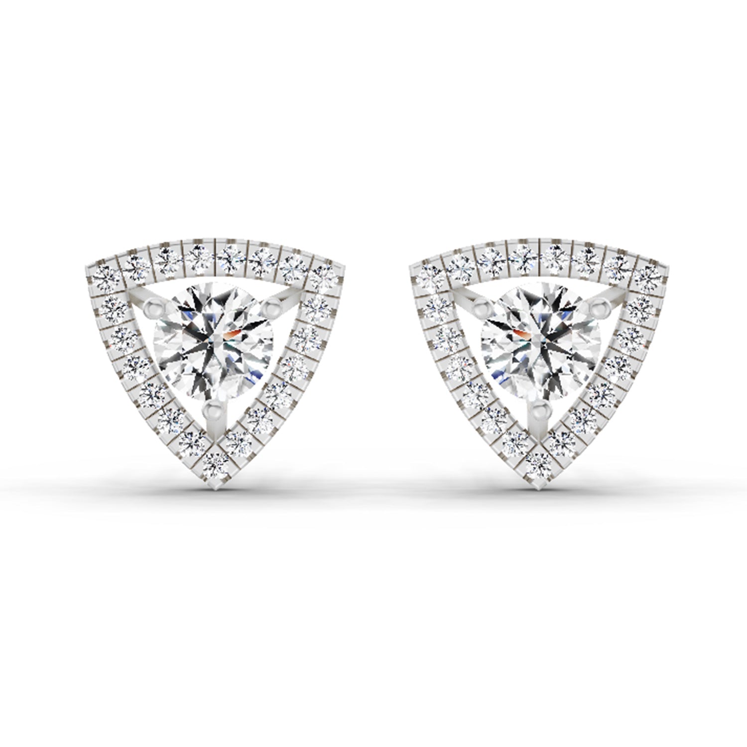 1.9 Carat Halo Diamond Earrings 14K - White Gold