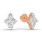 0.92 Carat Cluster Diamond Stud Earrings 14K - Rose Gold