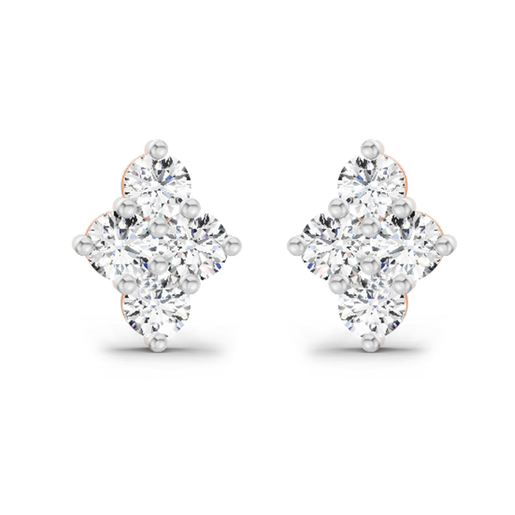 0.92 Carat Cluster Diamond Stud Earrings 14K - Rose Gold