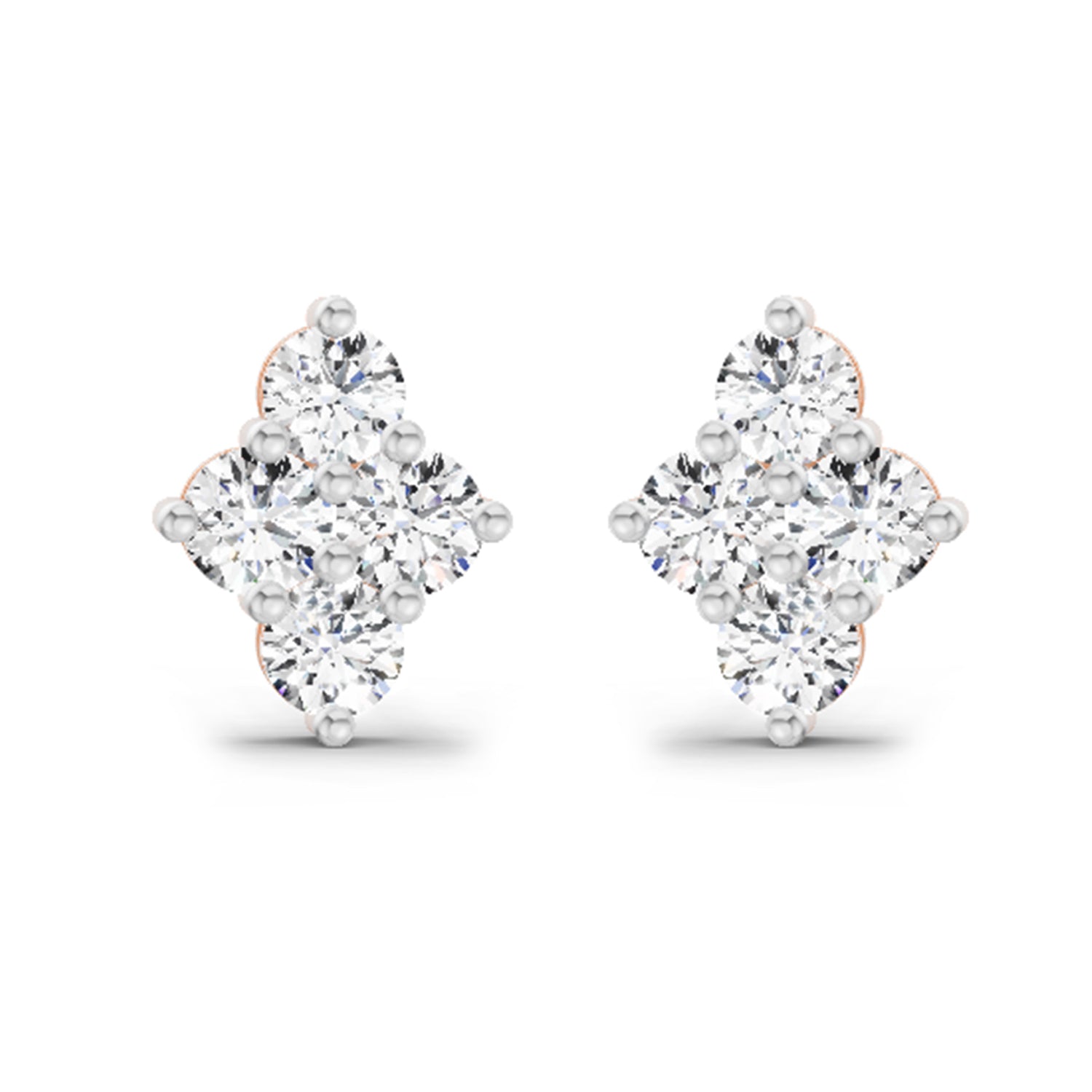 0.92 Carat Cluster Diamond Stud Earrings 14K - Rose Gold