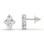 0.92 Carat Cluster Diamond Stud Earrings 14K - White Gold
