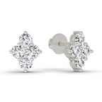 0.92 Carat Cluster Diamond Stud Earrings 14K - White Gold