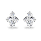 0.92 Carat Cluster Diamond Stud Earrings 14K - White Gold