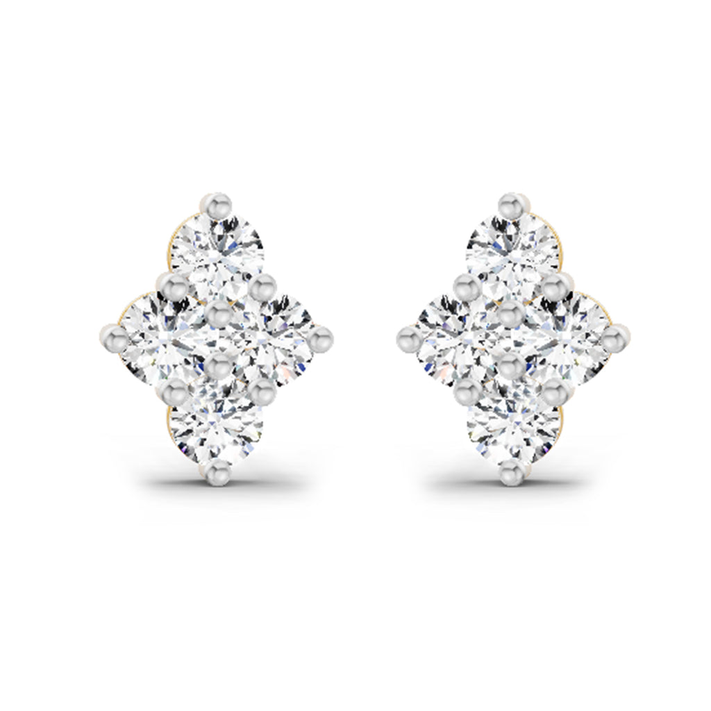 0.92 Carat Cluster Diamond Stud Earrings 14K