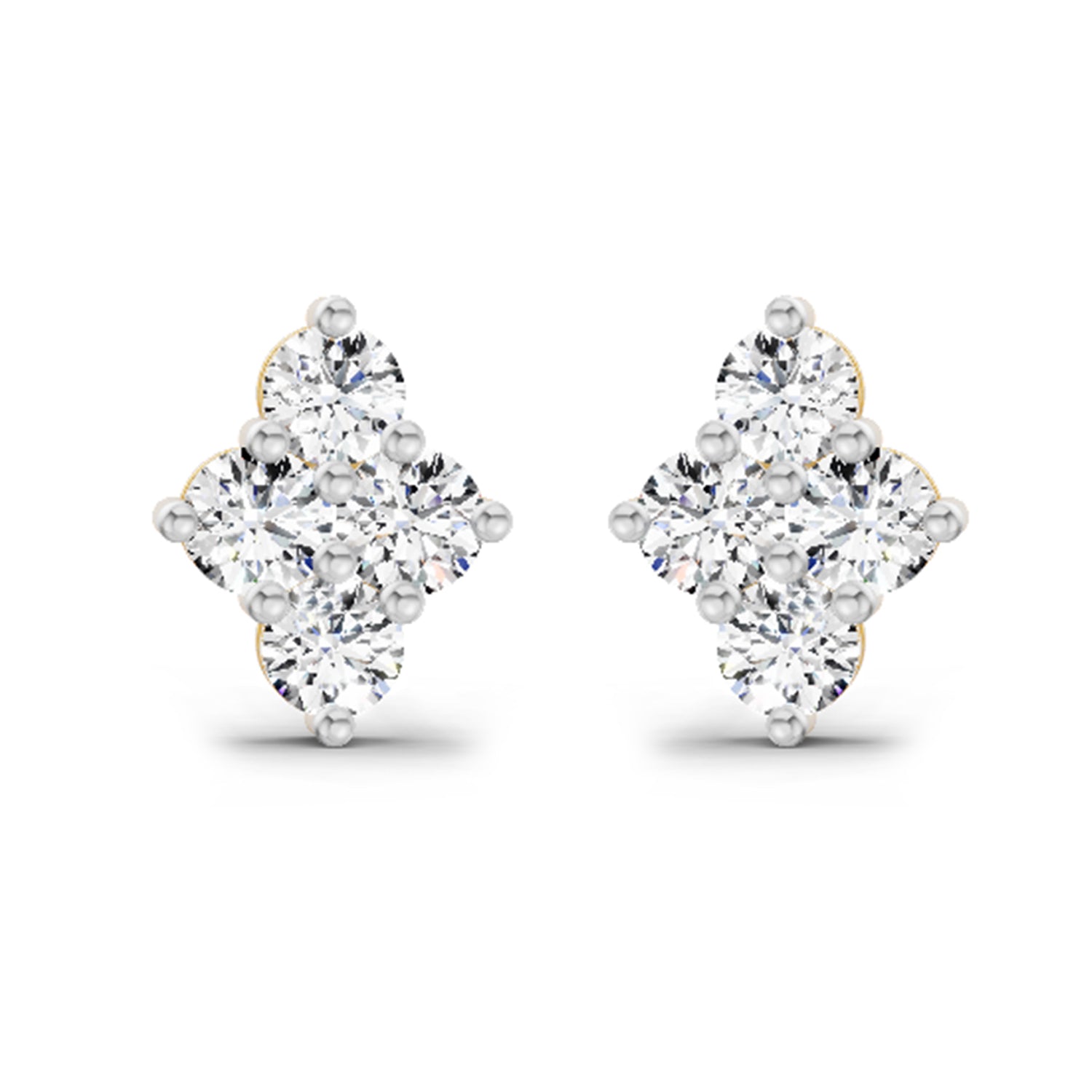 0.92 Carat Cluster Diamond Stud Earrings 14K