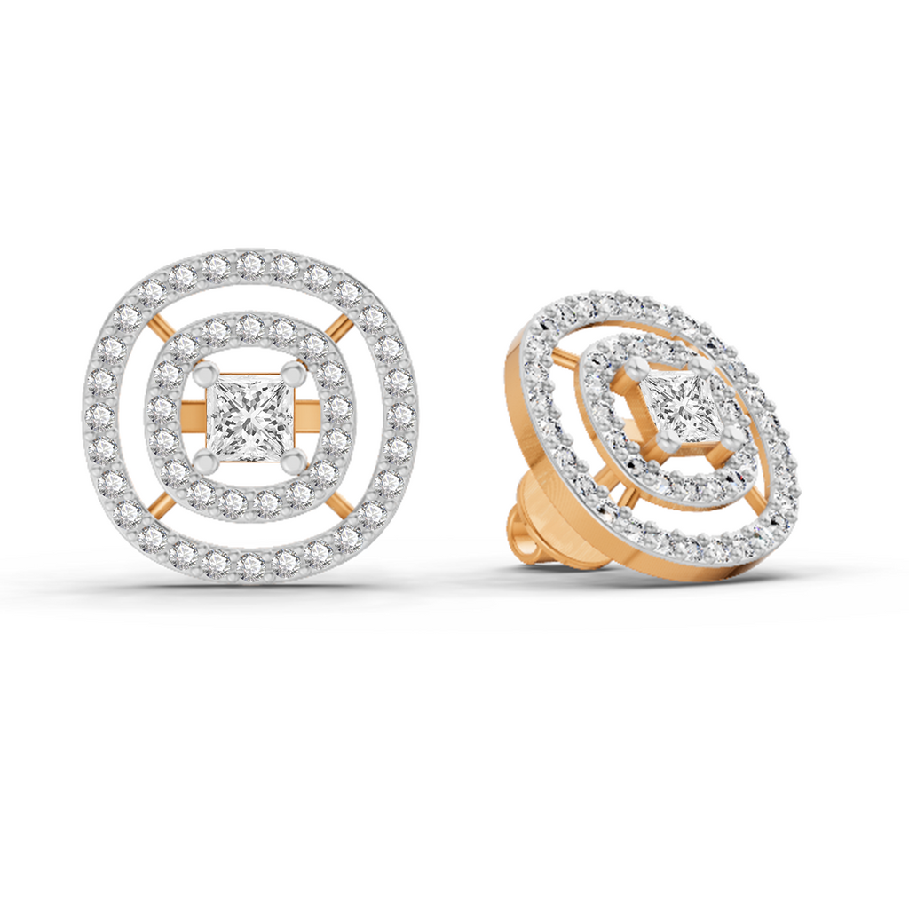 1.14 Carat Round Stud Earrings 14K - Rose Gold