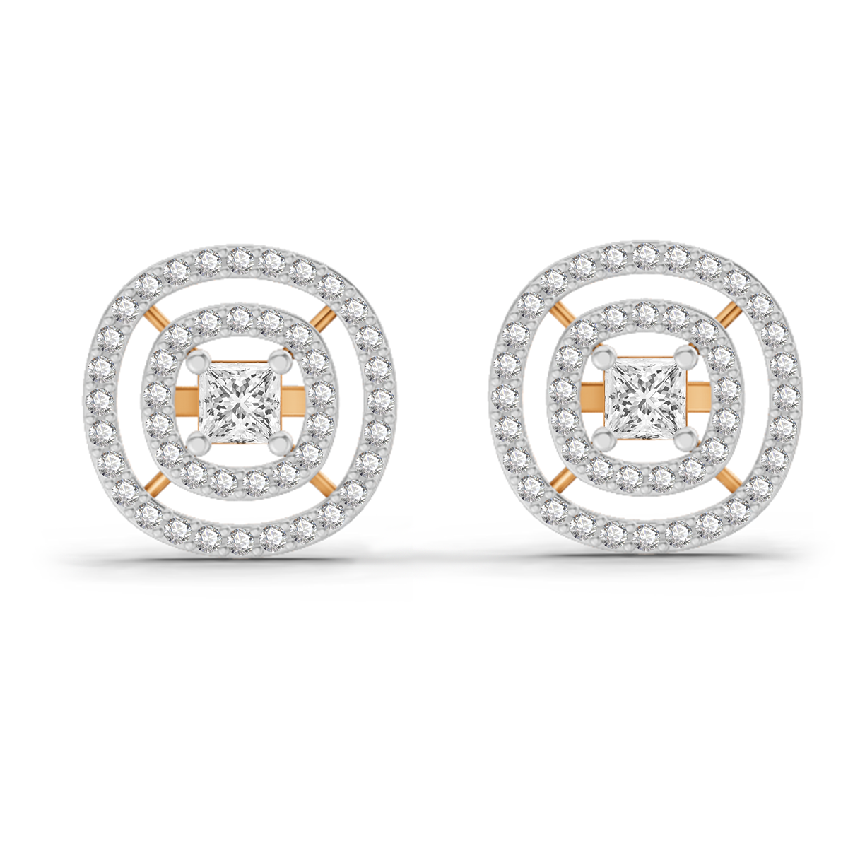 1.14 Carat Round Stud Earrings 14K - Rose Gold