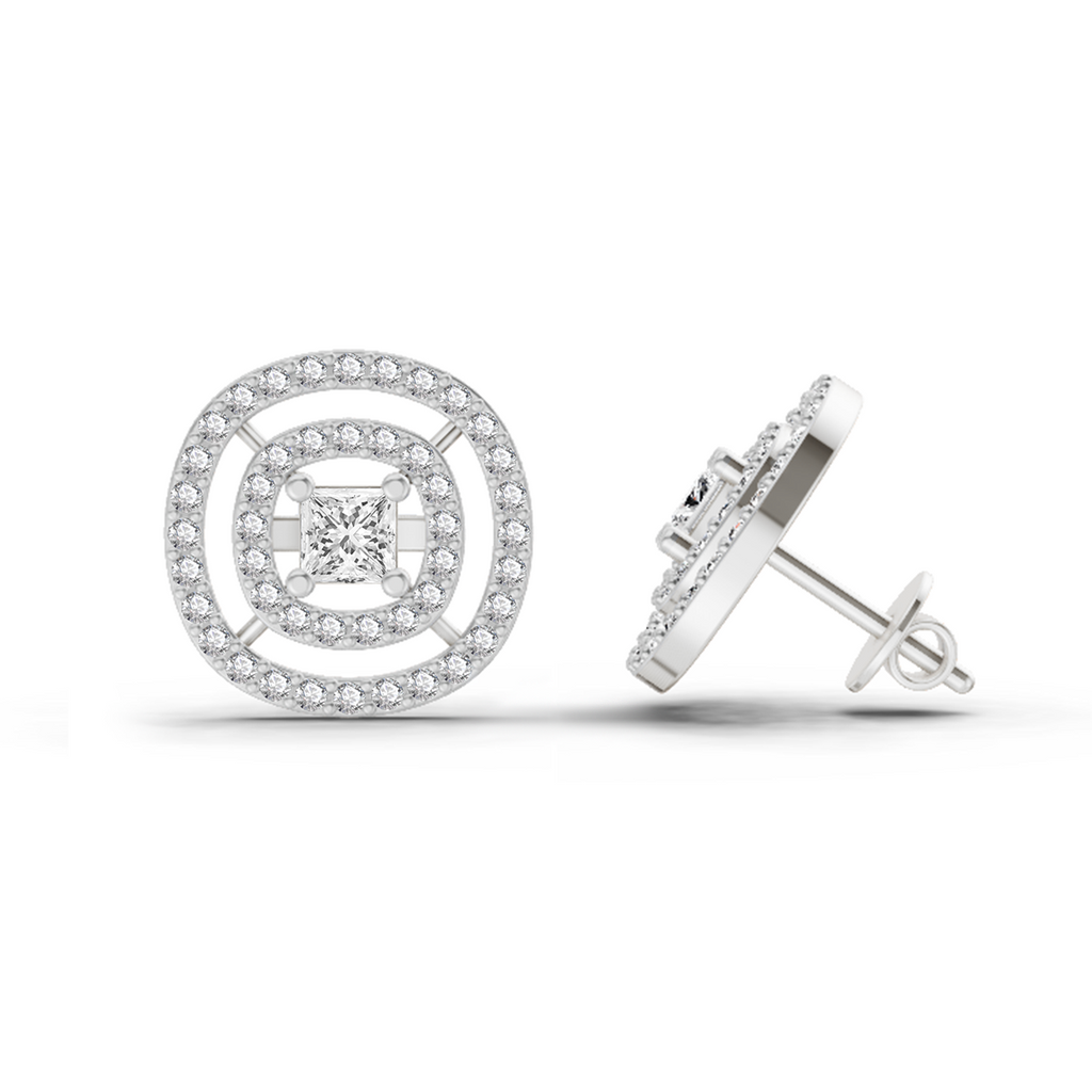 1.14 Carat Round Stud Earrings 14K - White Gold