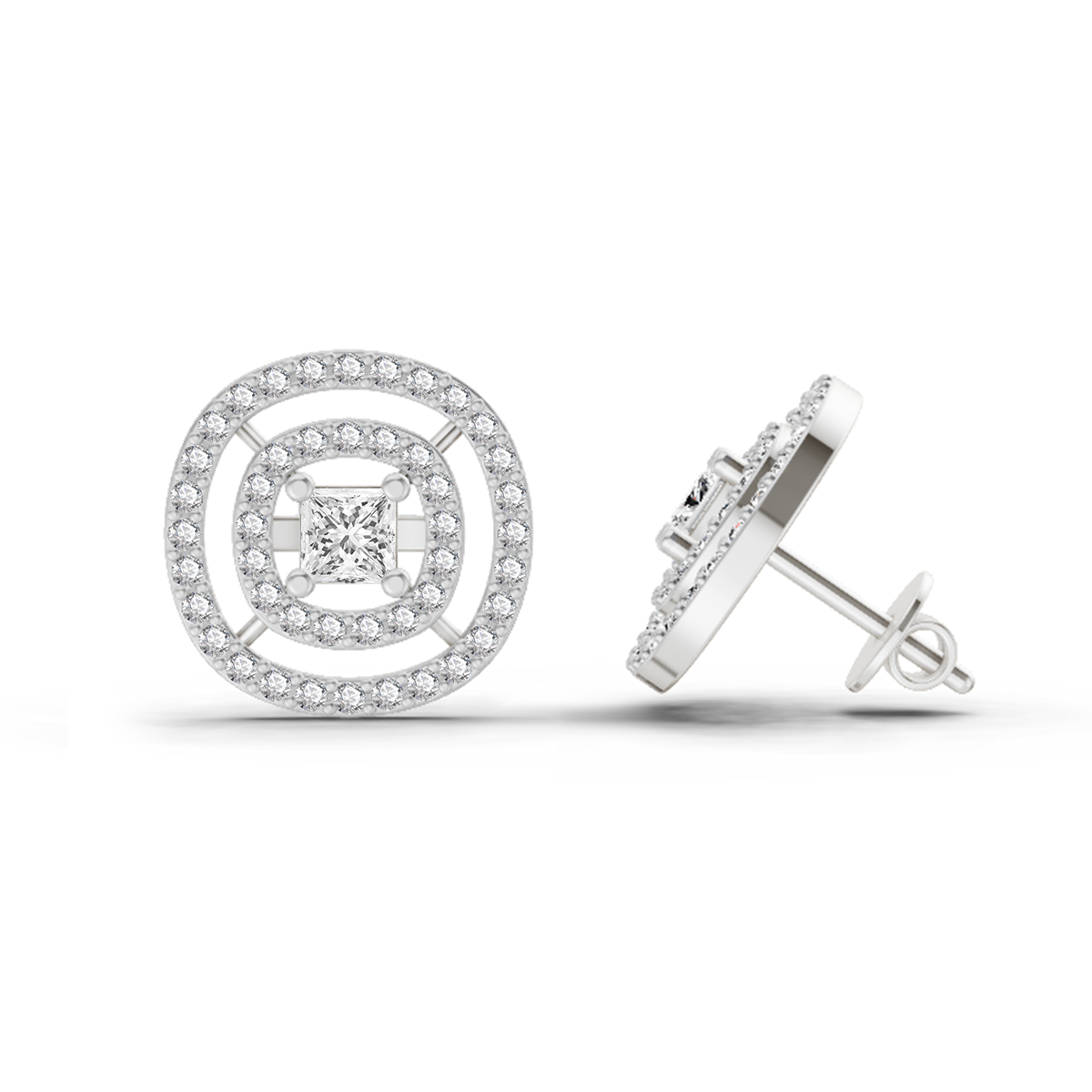 1.14 Carat Round Stud Earrings 14K - White Gold