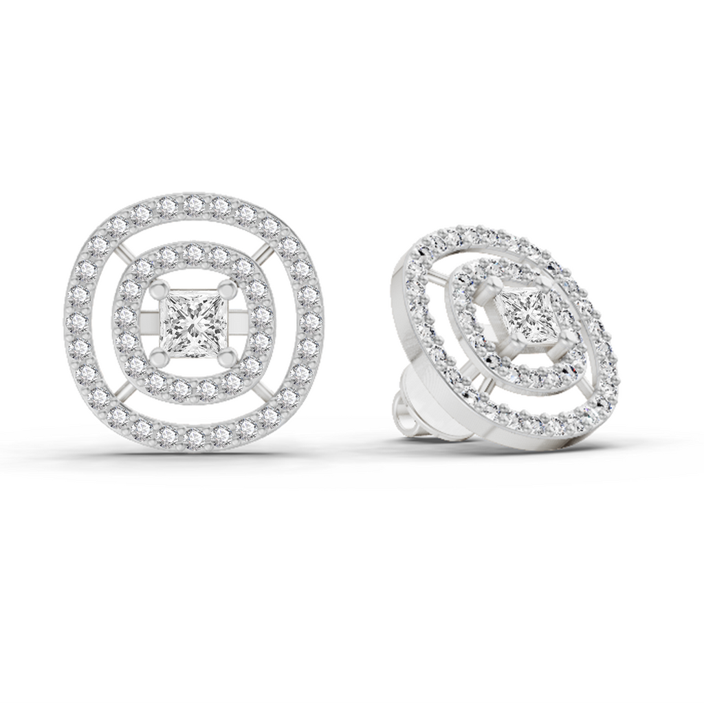 1.14 Carat Round Stud Earrings 14K - White Gold