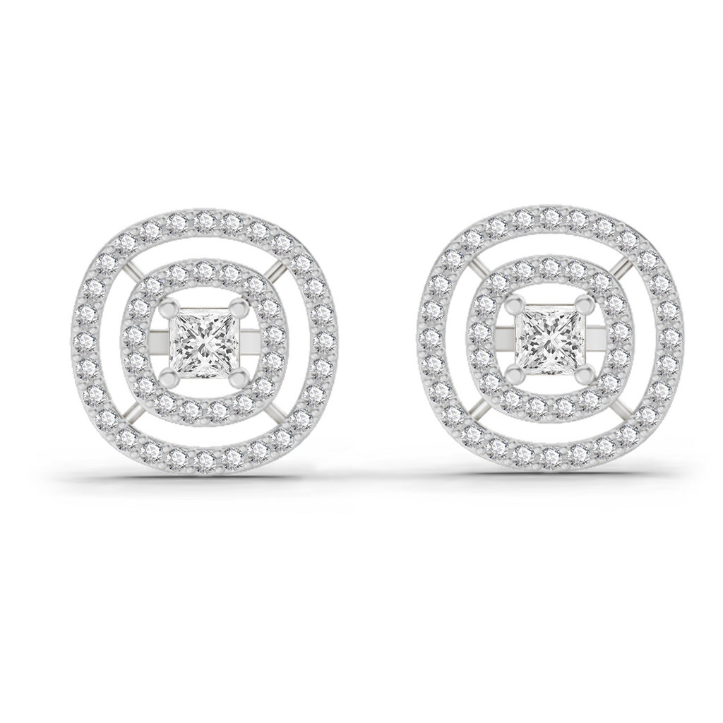 1.14 Carat Round Stud Earrings 14K - White Gold