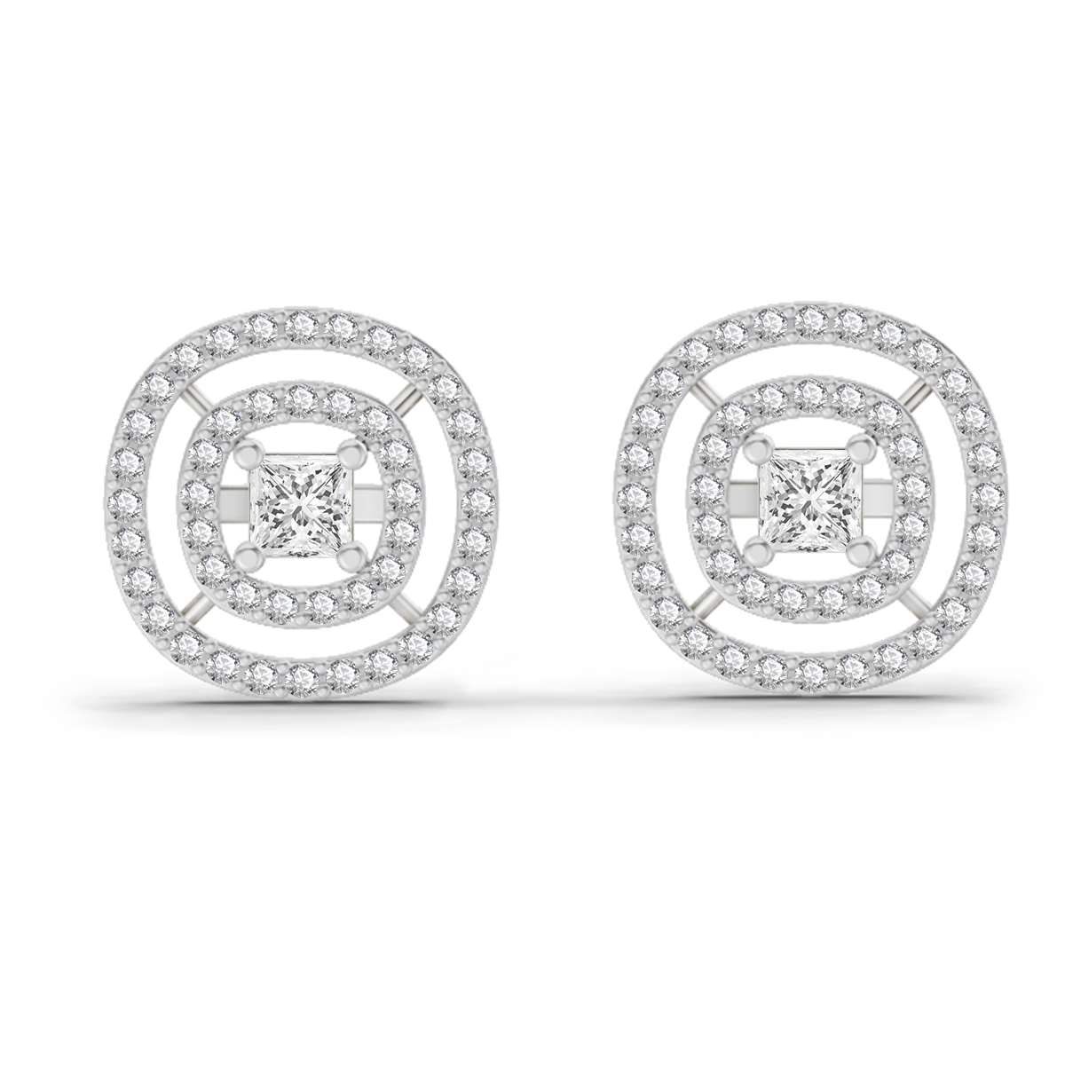 1.14 Carat Round Stud Earrings 14K - White Gold