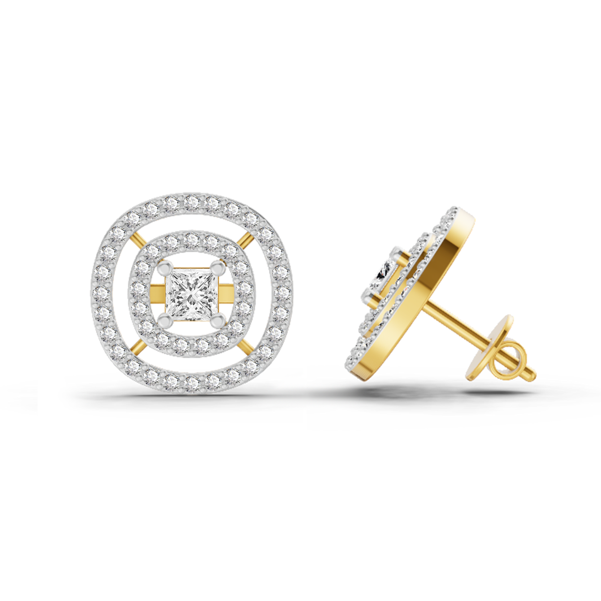 1.14 Carat Round Stud Earrings 14K