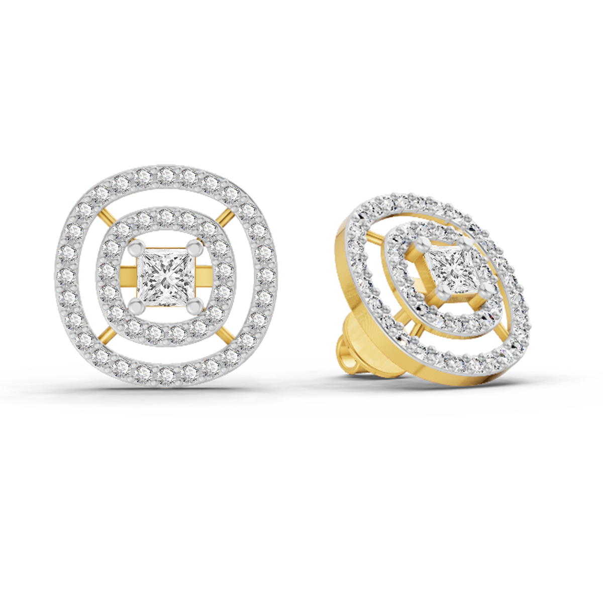 1.14 Carat Round Stud Earrings 14K