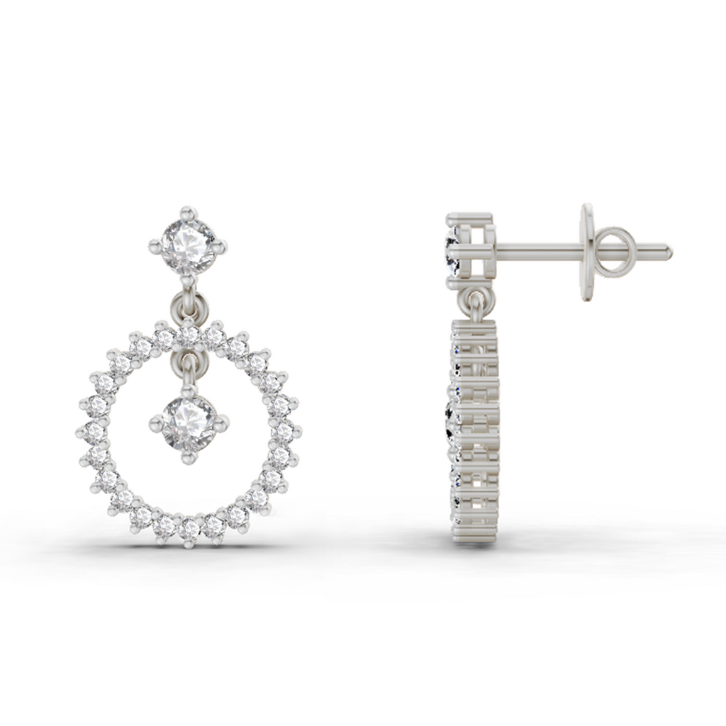 0.80 Carat Drop Earrings 14K - White Gold