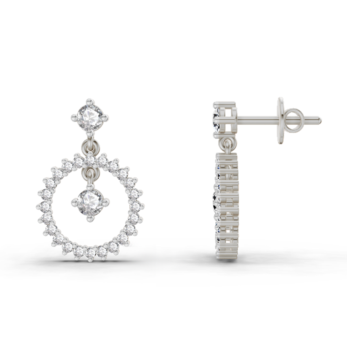 0.80 Carat Drop Earrings 14K - White Gold