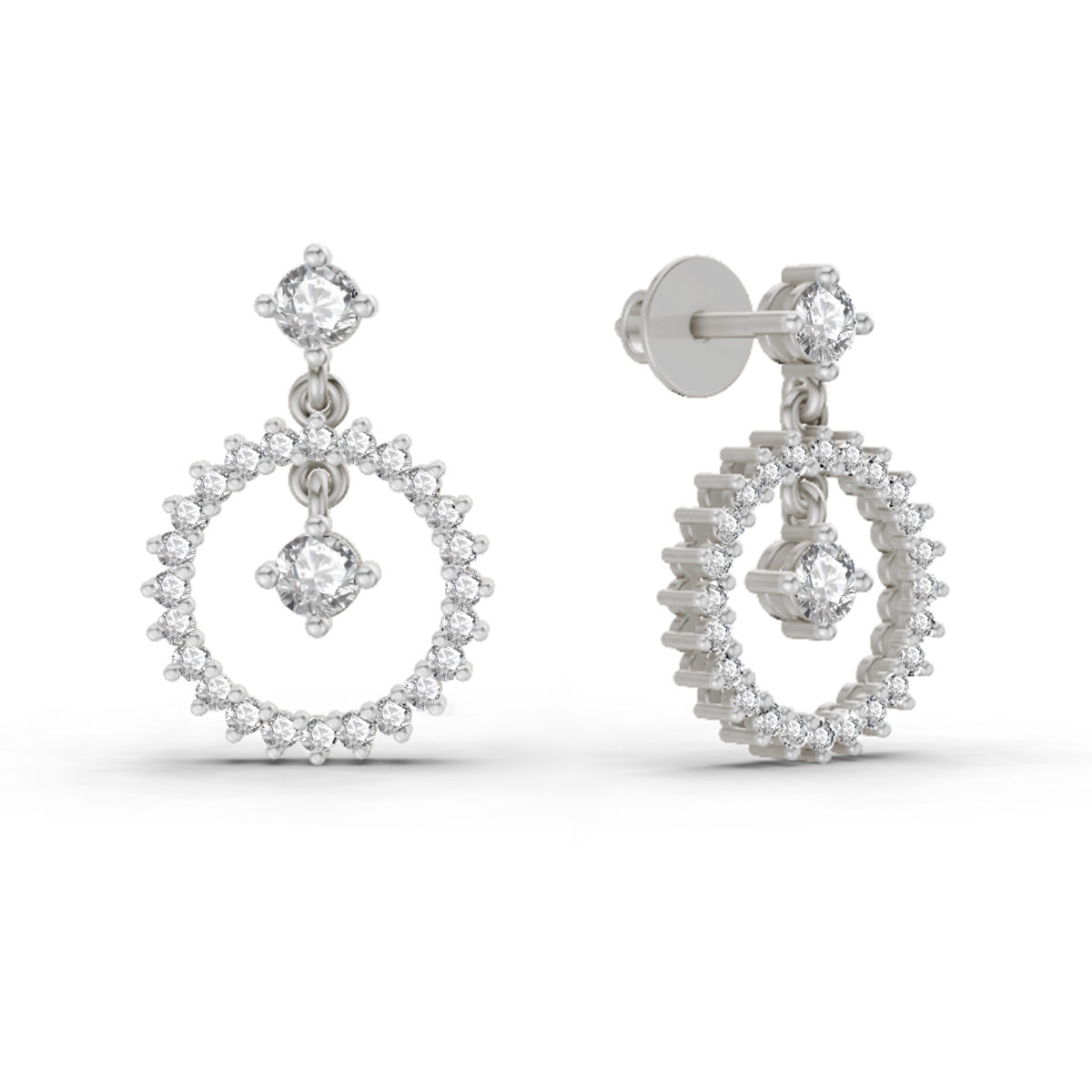 0.80 Carat Drop Earrings 14K - White Gold