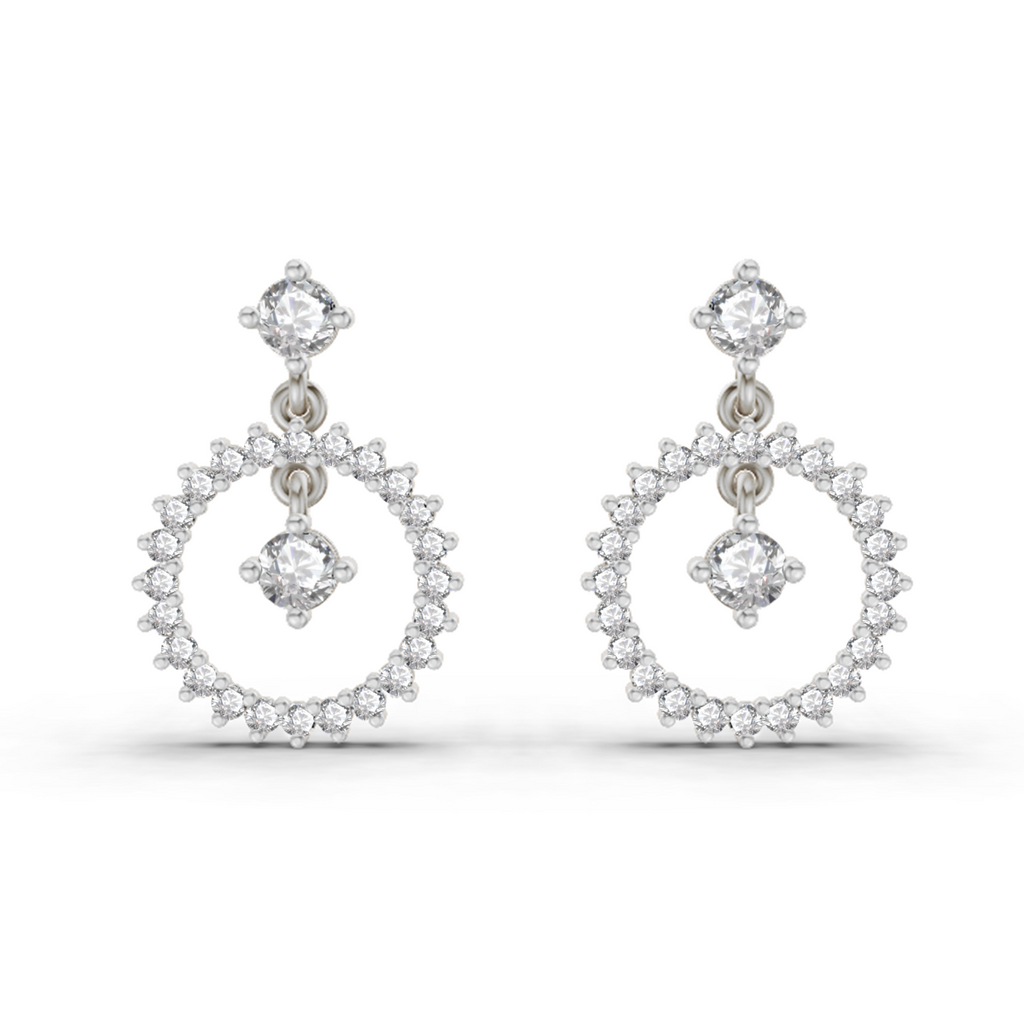 0.80 Carat Drop Earrings 14K - White Gold