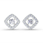 0.76 Carat Square Halo Stud Earrings 14K - Rose Gold